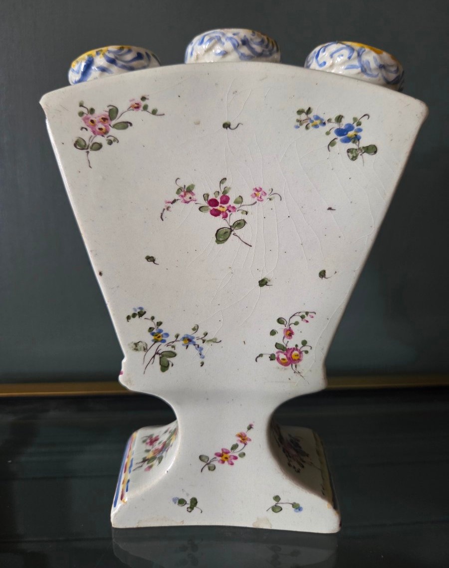 Tulipière pique fleurs en faience Est France signée Aprey -photo-3