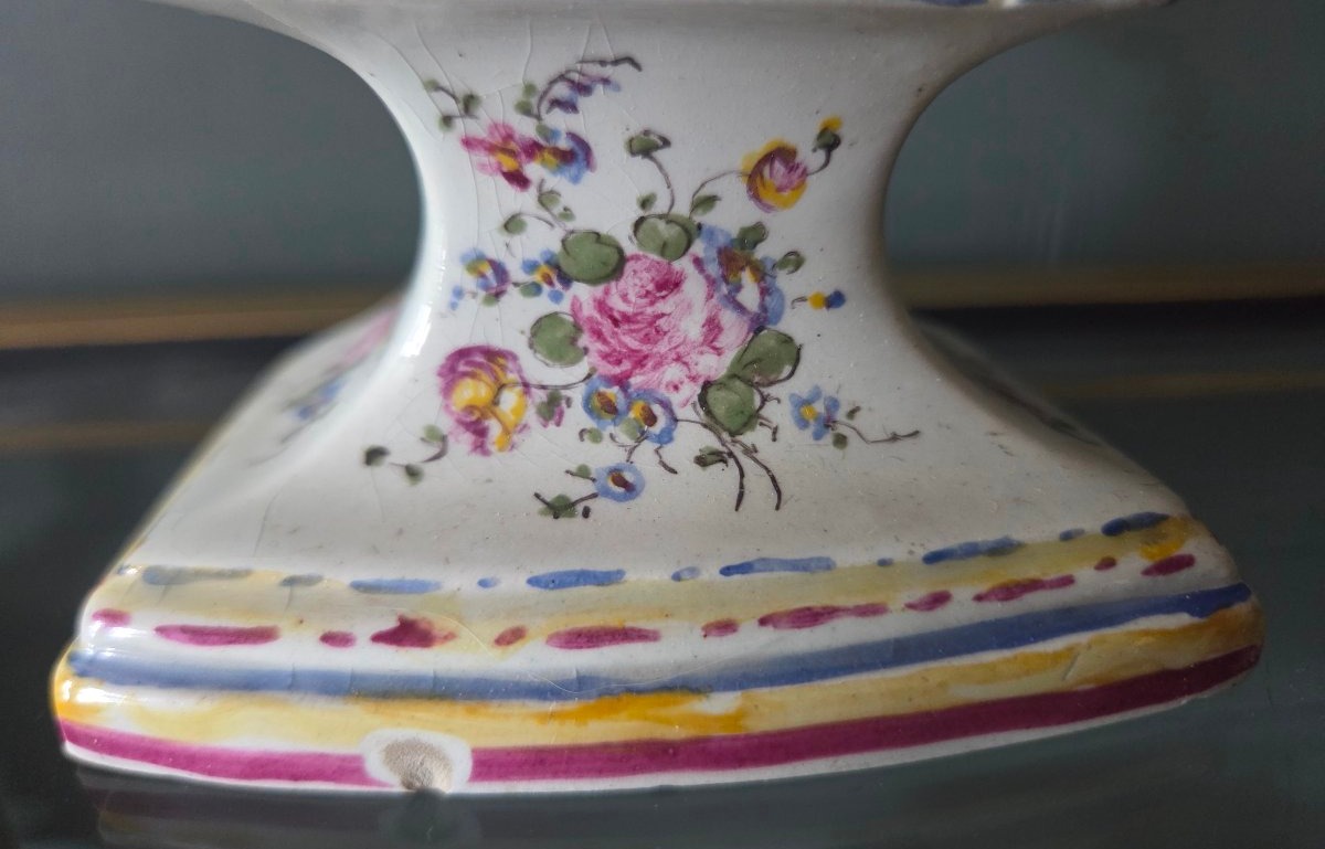 Tulipière pique fleurs en faience Est France signée Aprey -photo-3
