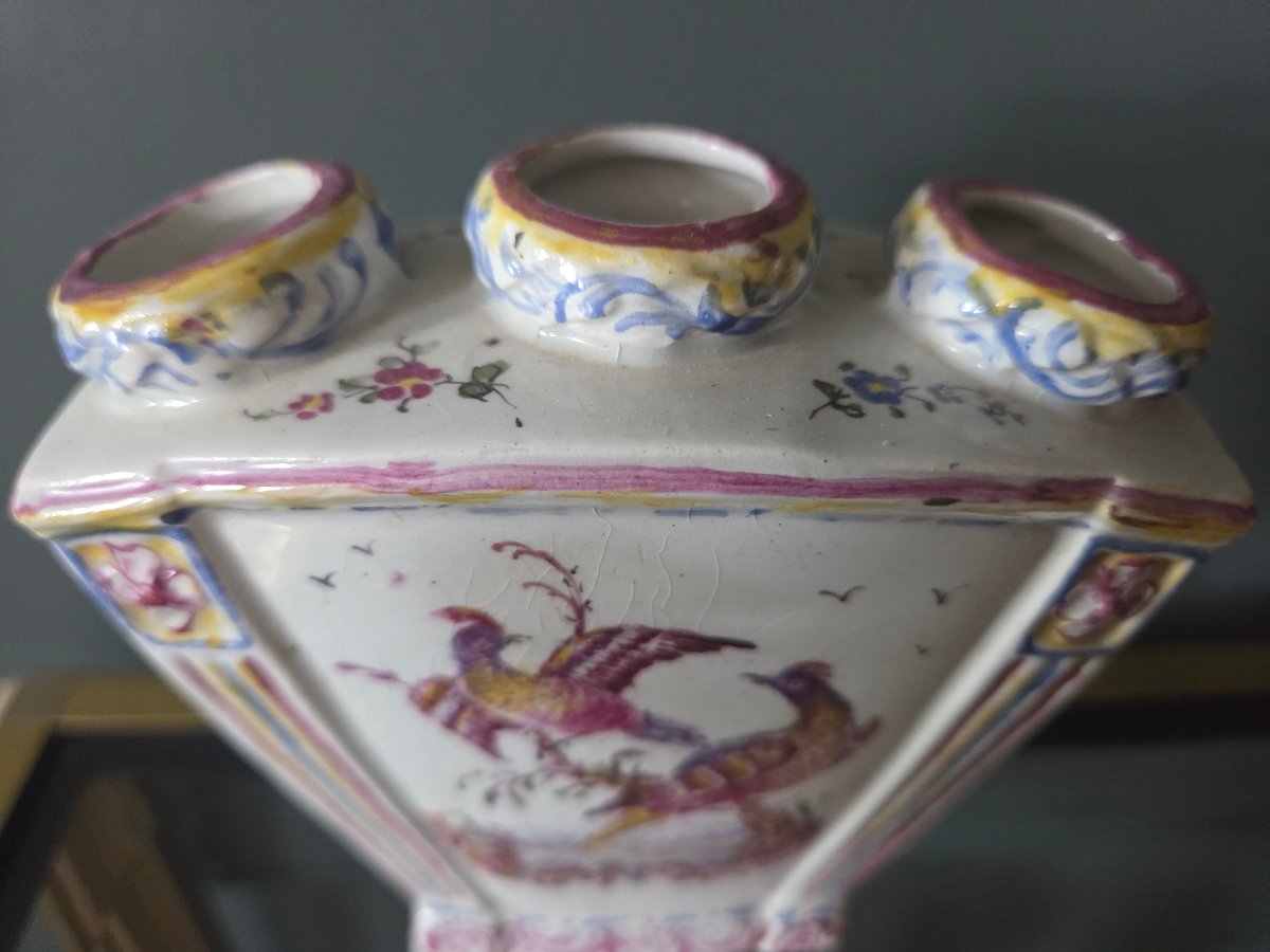 Tulipière pique fleurs en faience Est France signée Aprey -photo-5