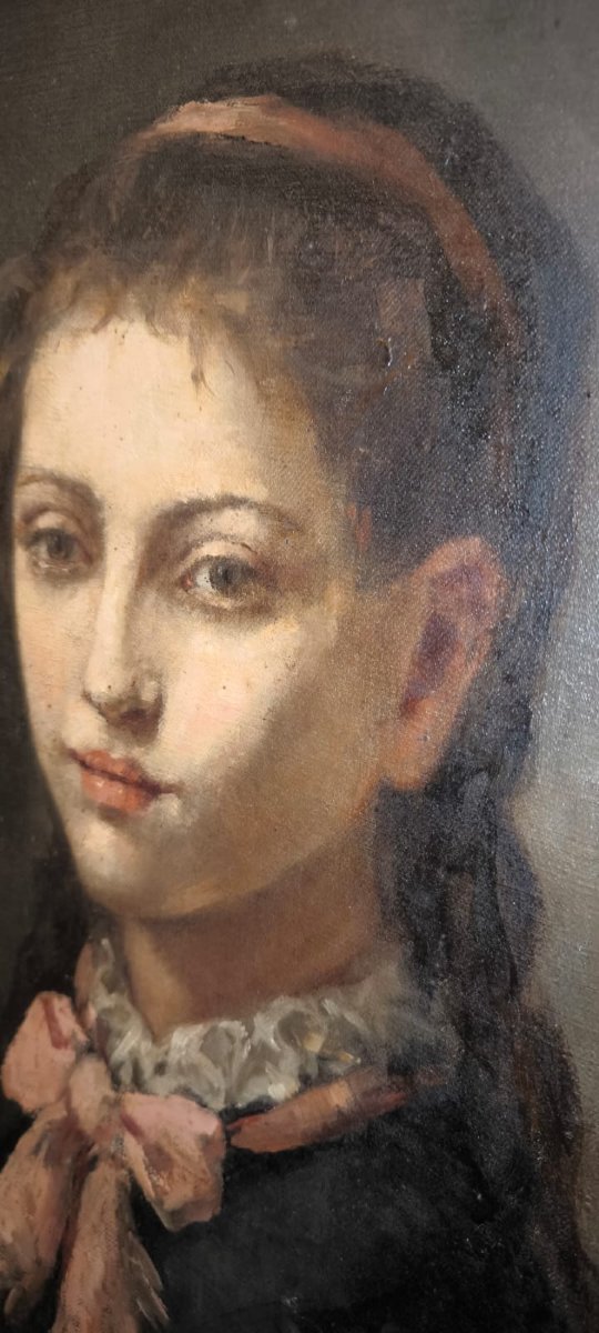 Portrait Painting Oil On Canvas Henry Cros-photo-2