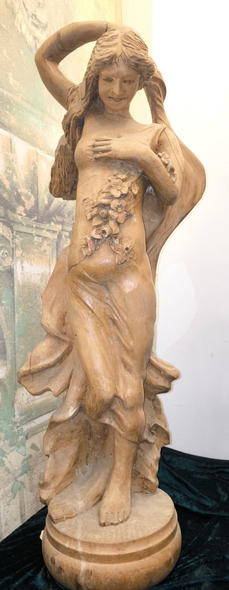 Wooden Statue Art Nouveau Art Forain Anderson Carver Bristol