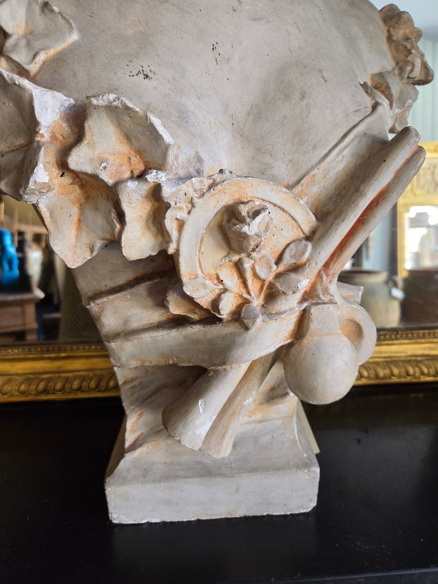 Sculpture statue art nouveau en plâtre  buste femme -photo-4