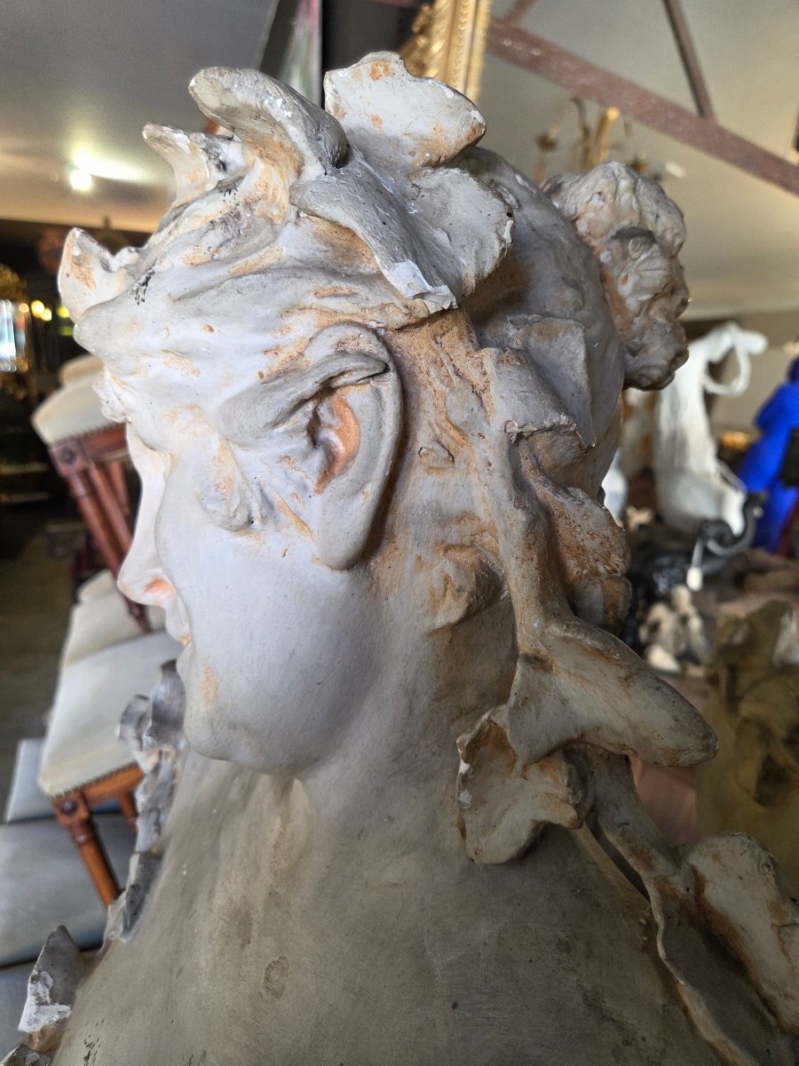 Sculpture statue art nouveau en plâtre  buste femme -photo-7