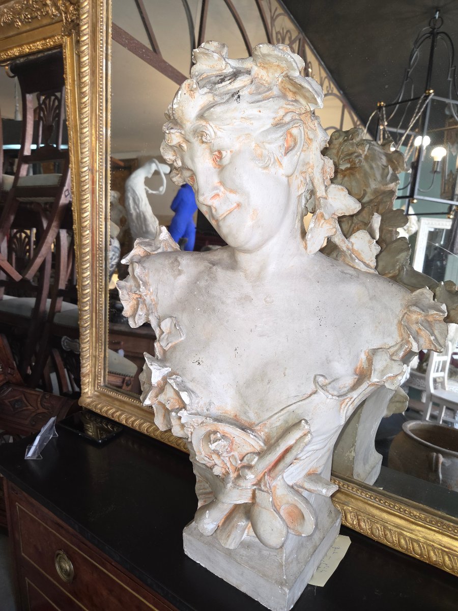 Sculpture statue art nouveau en plâtre  buste femme 