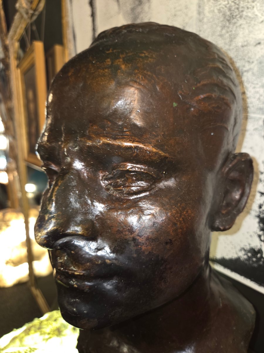 Bronze Head Sculpture By Gerard Vuerchoz-photo-3