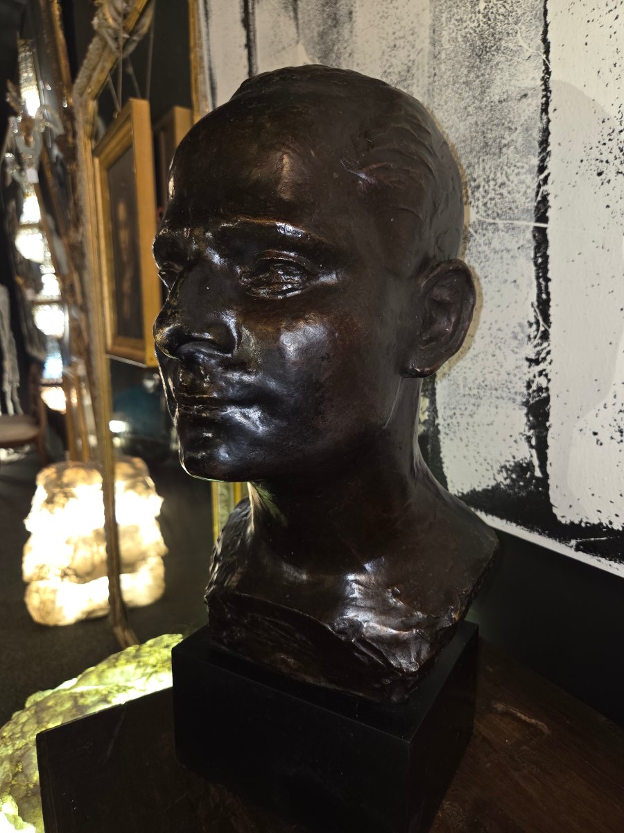 Bronze Head Sculpture By Gerard Vuerchoz-photo-4