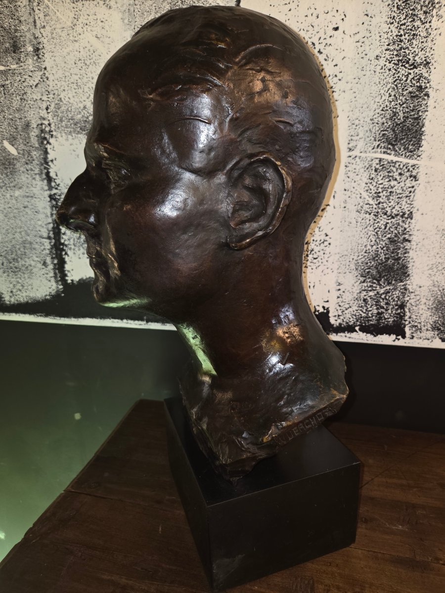 Bronze Head Sculpture By Gerard Vuerchoz-photo-2