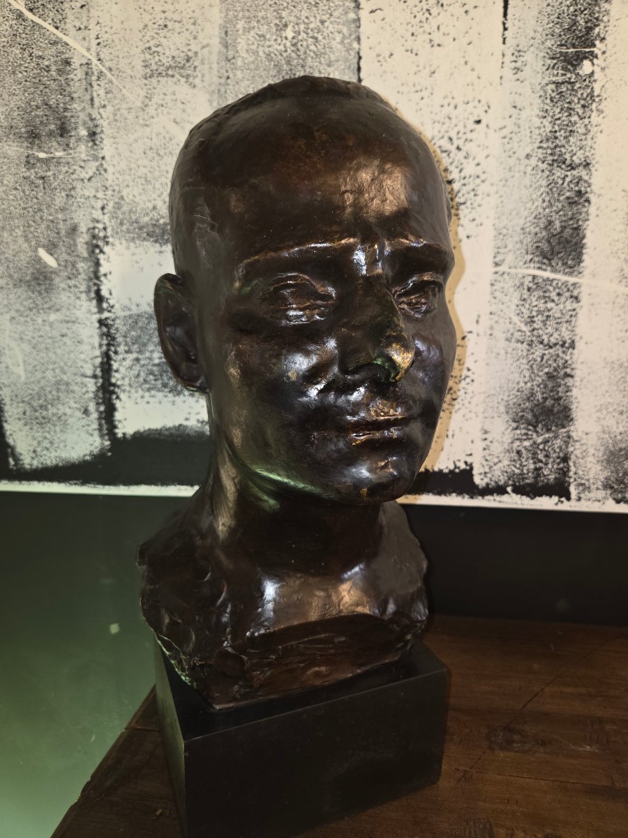 Bronze Head Sculpture By Gerard Vuerchoz