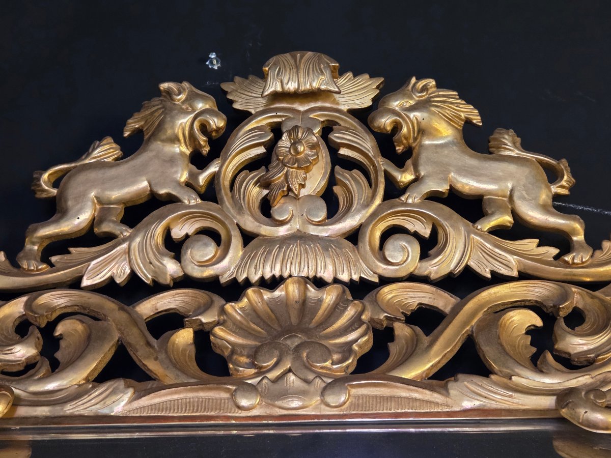 Louis Philippe-style Mirror With Gilded Wooden Frame -photo-3