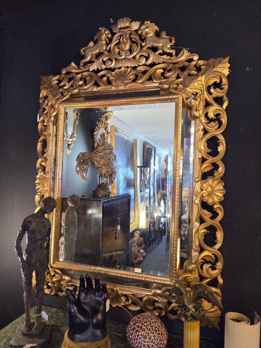 Louis Philippe-style Mirror With Gilded Wooden Frame 