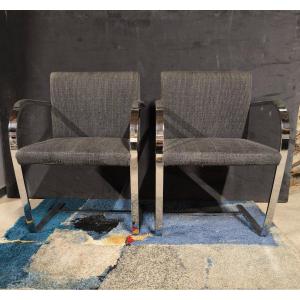 Pair Of Mies Van Der Rohe Armchairs Model Brno.knoll 