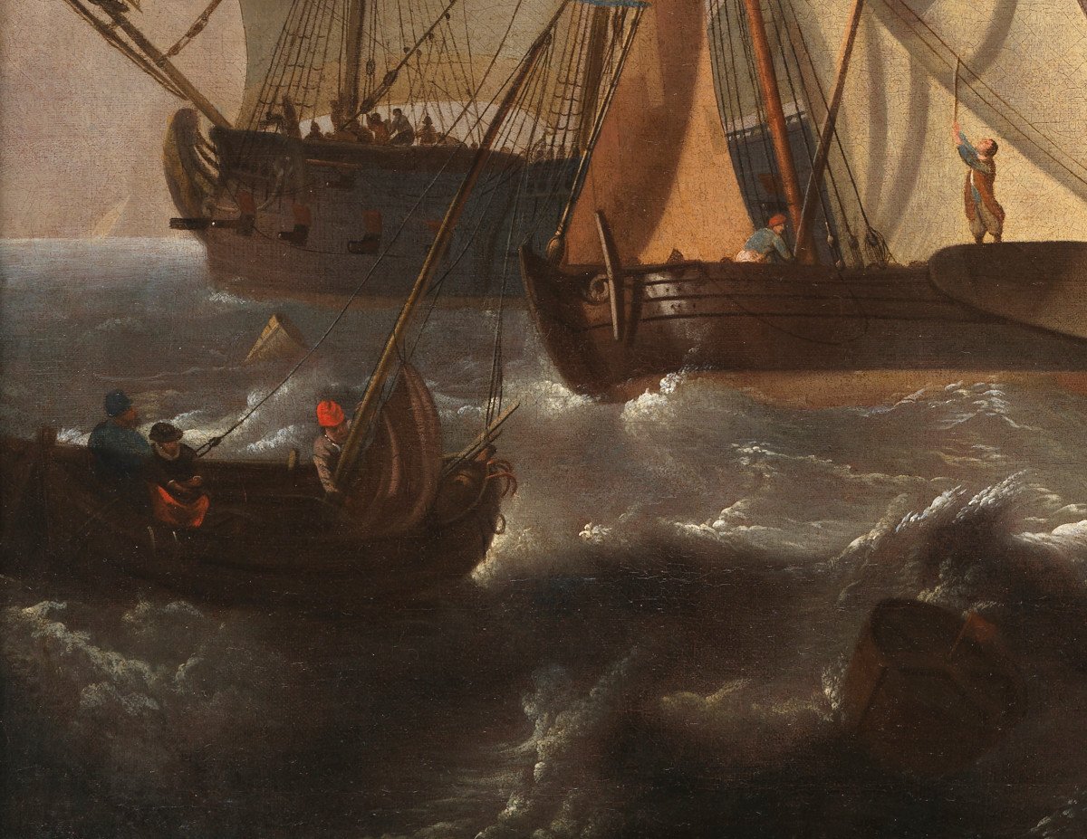 Ships In The Harbor Of Enkhuizen – Workshop Of Ludolf Backhuysen (1631 - 1708)-photo-1
