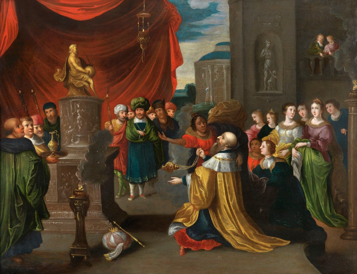 Idolatry Of King Solomon – Attr. To Hieronymus Francken III (1611 – 1661)-photo-2