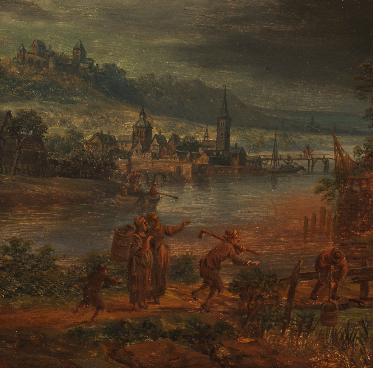 Le château en feu et l’incendie au village – Attribué à Daniel van Heil (1604 – 1662)-photo-1