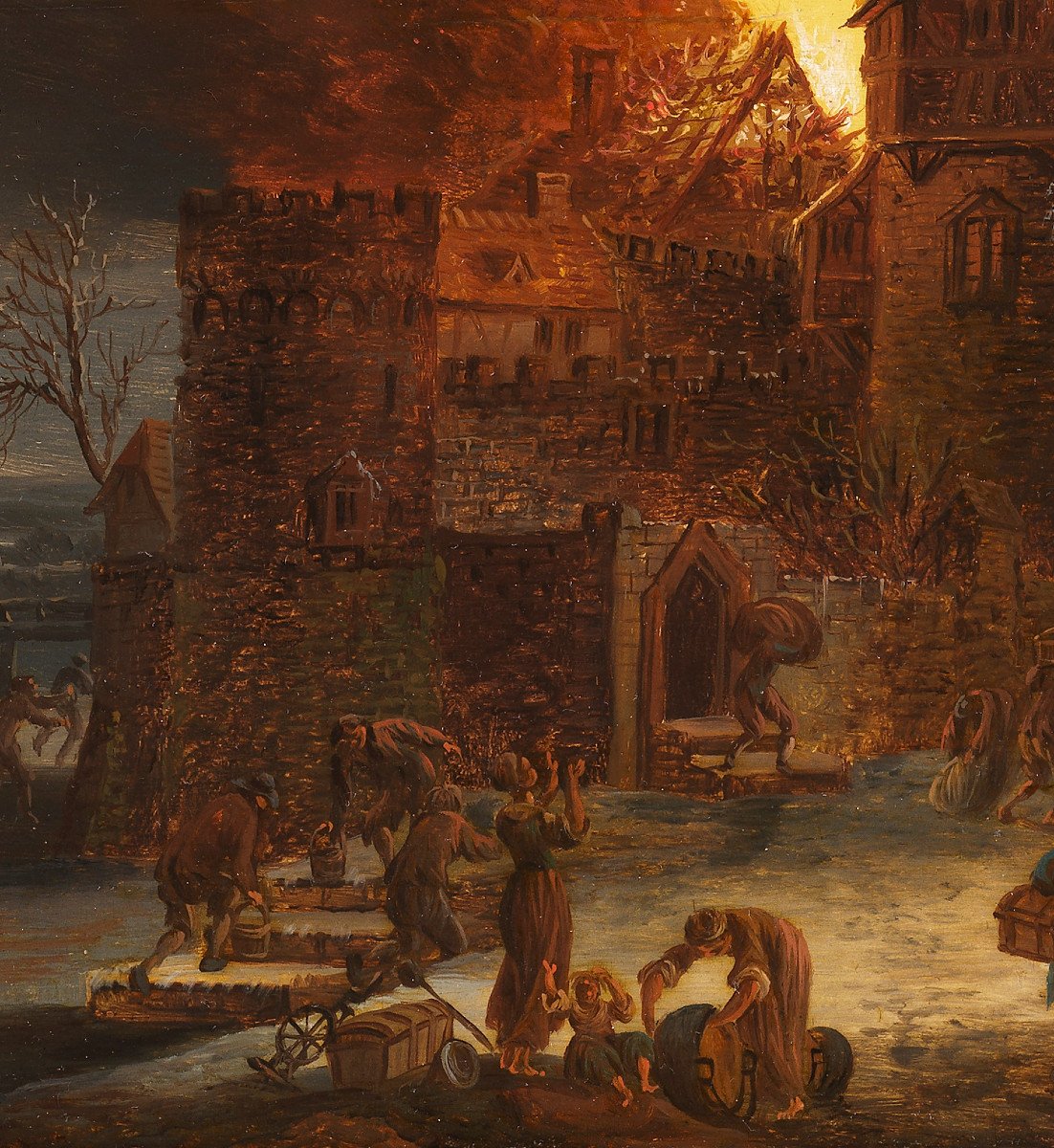 Le château en feu et l’incendie au village – Attribué à Daniel van Heil (1604 – 1662)-photo-7