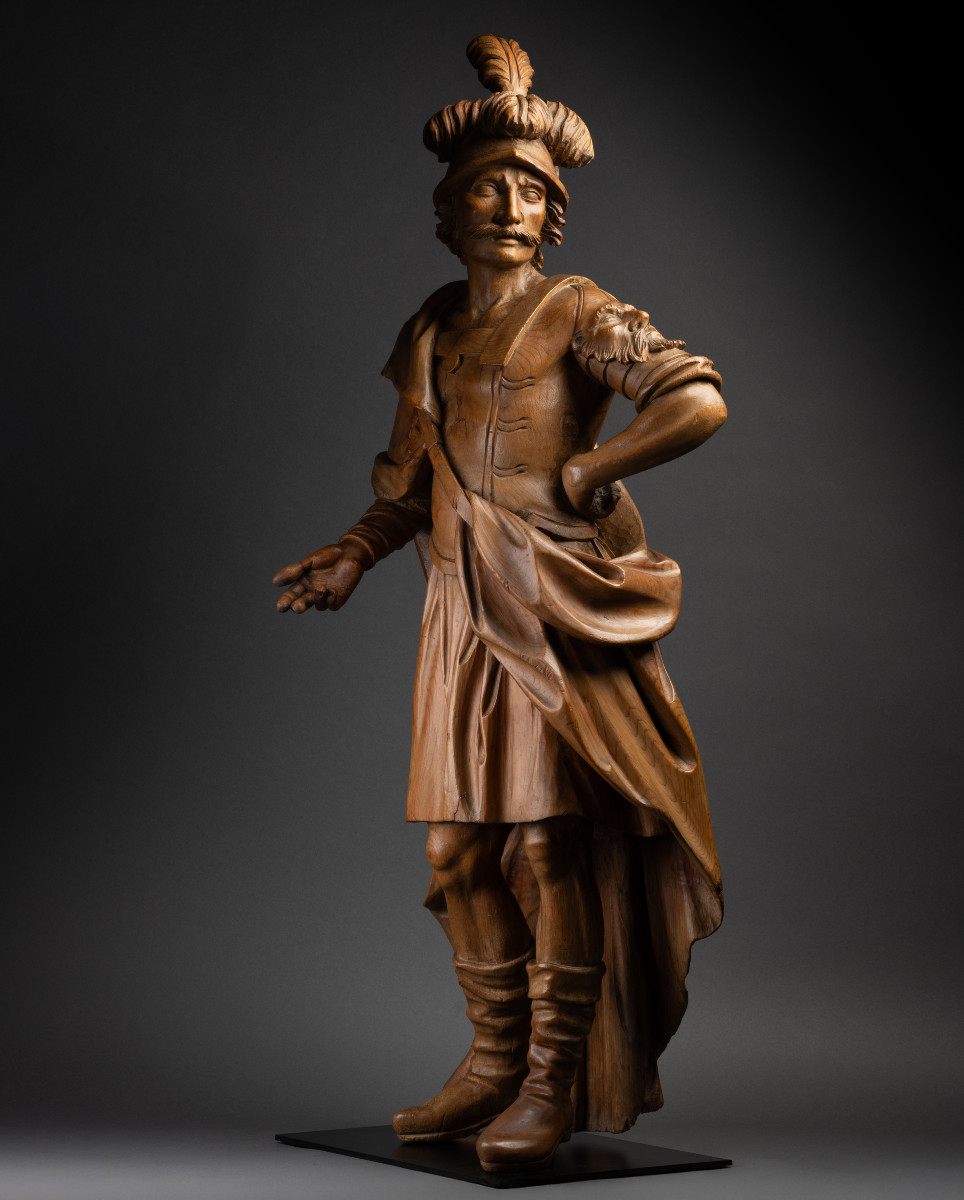 Saint Florian – Sculpture In Swiss Pine, Alpine Work (france Or Italy) From The 17th Century