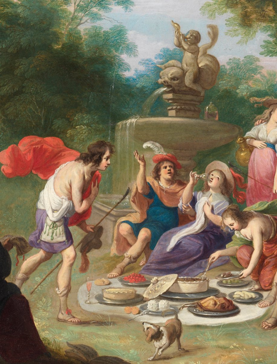 Agapes sur l’herbe – Ecole anversoise du XVIIe siècle-photo-3