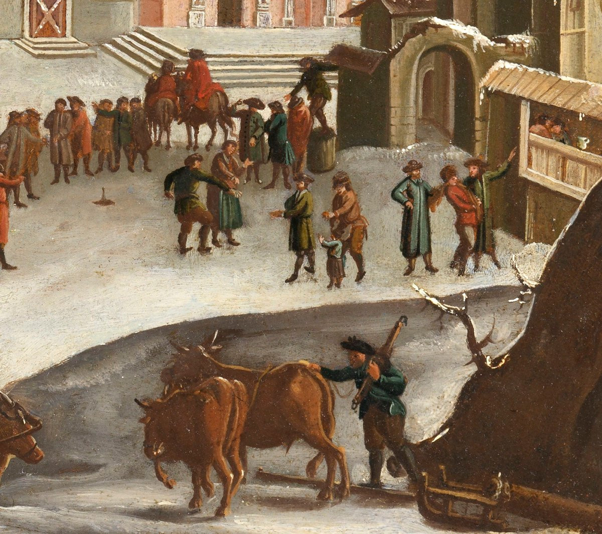 Fanciful View Of The Piazza Del Popolo In Winter – 17th Century Flemish School -photo-3