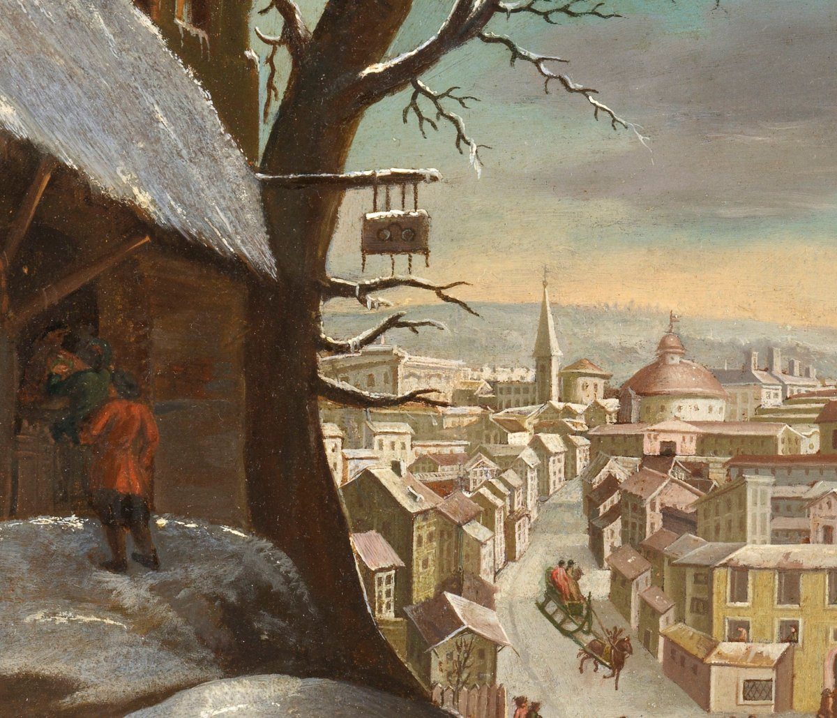 Fanciful View Of The Piazza Del Popolo In Winter – 17th Century Flemish School -photo-1