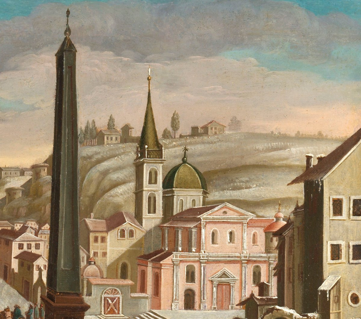 Fanciful View Of The Piazza Del Popolo In Winter – 17th Century Flemish School -photo-3