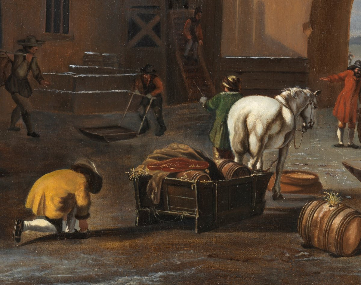 Paysage d’hiver – Ecole hollandaise, c. 1700, suiveur de Nicolaes Berchem-photo-4