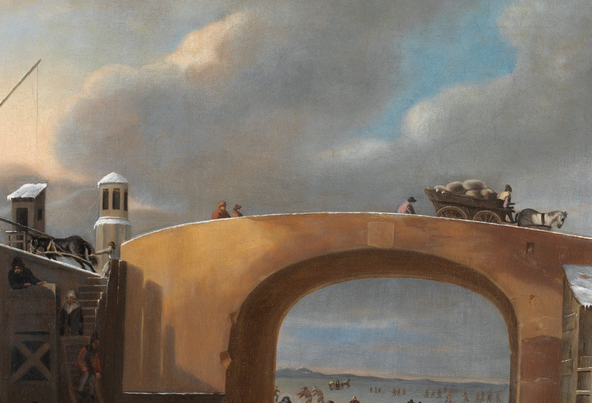 Paysage d’hiver – Ecole hollandaise, c. 1700, suiveur de Nicolaes Berchem-photo-2
