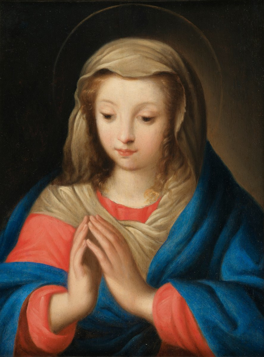 Virgin In Prayer – Italian School, Marche Region, 17th Century-photo-2