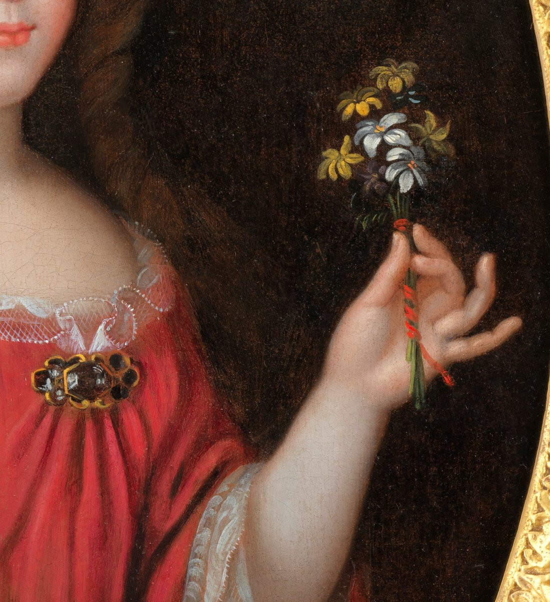 Young Princess With Flowers – Entourage Of Pierre Mignard-photo-3