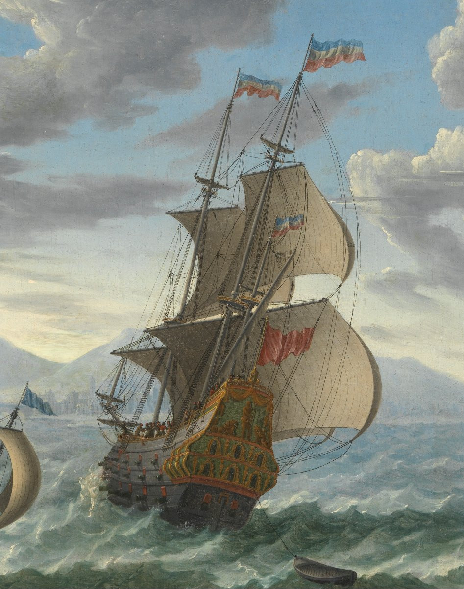 Navires dans une baie – Abraham Storck (1644 – 1708)-photo-3