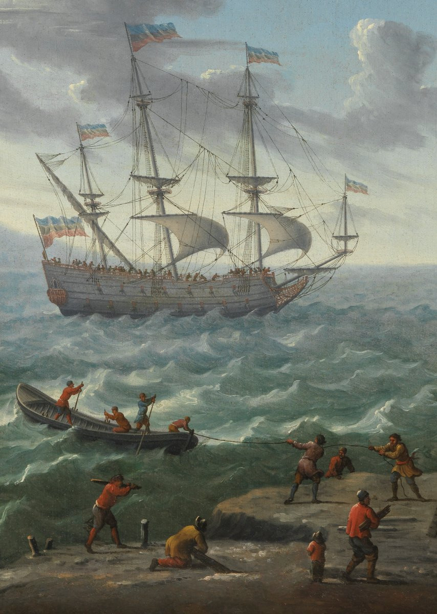 Navires dans une baie – Abraham Storck (1644 – 1708)-photo-1