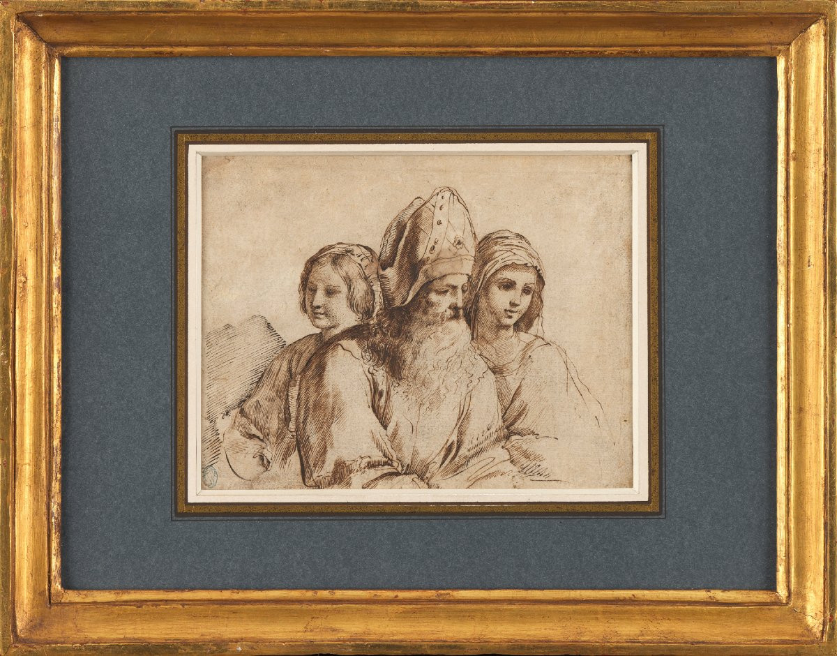 Ecclésiastique et deux prêtresses. Suiveur du Guerchin-photo-2