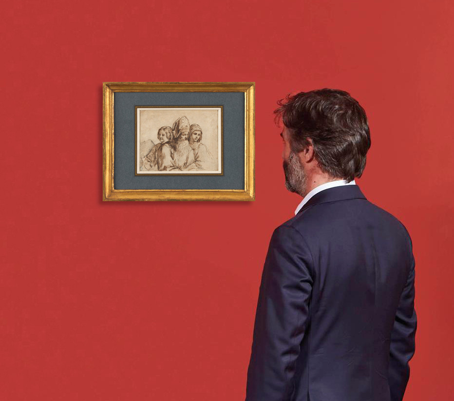 Ecclésiastique et deux prêtresses. Suiveur du Guerchin-photo-3