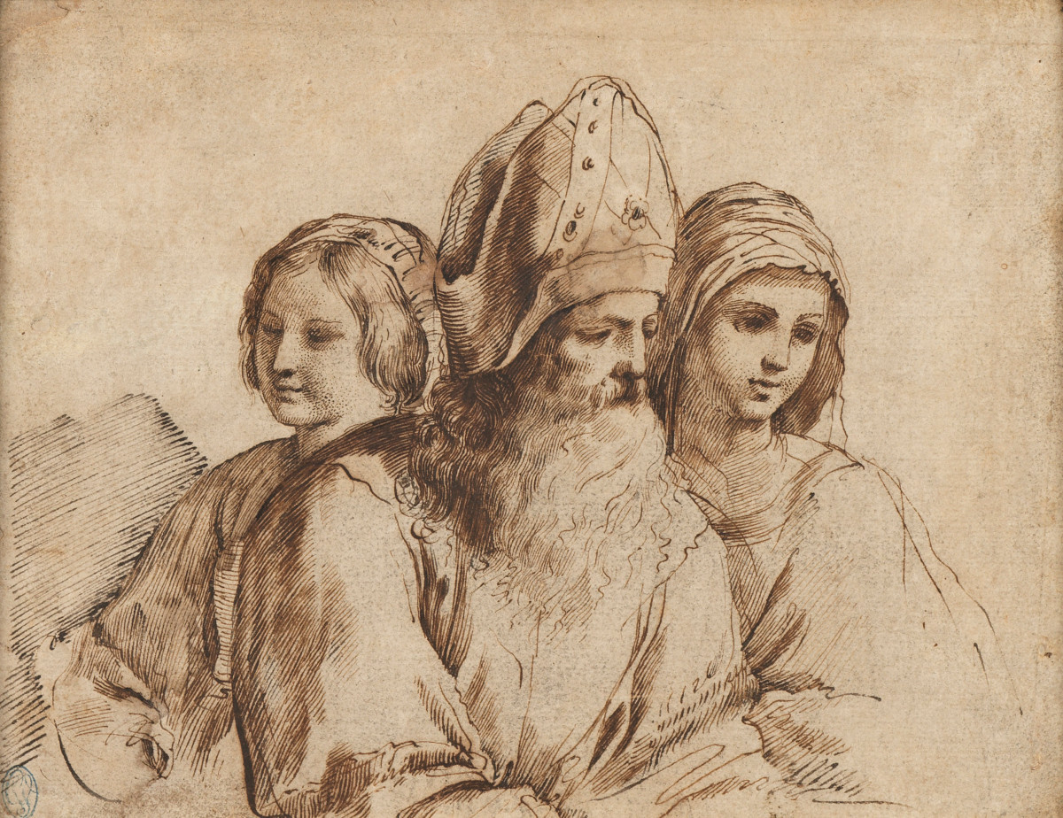 Ecclésiastique et deux prêtresses. Suiveur du Guerchin