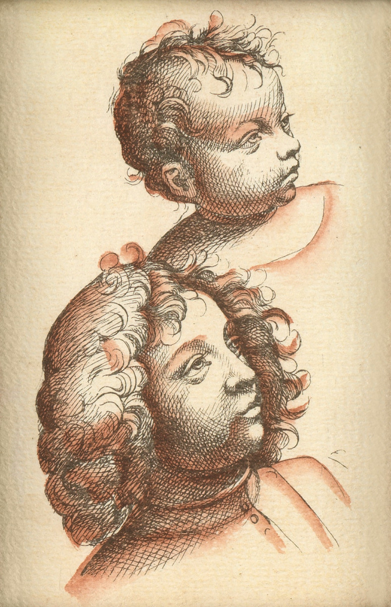 Study Of Two Heads, After French School Of The 17th Century Around 1630–1650.
