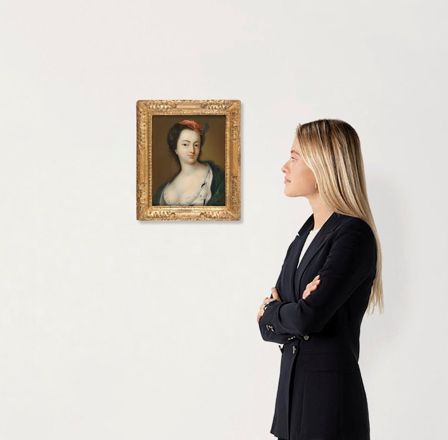 Young Woman With A Red Veil, Circle Of Pietro Rotari (1707 – 1762)-photo-3