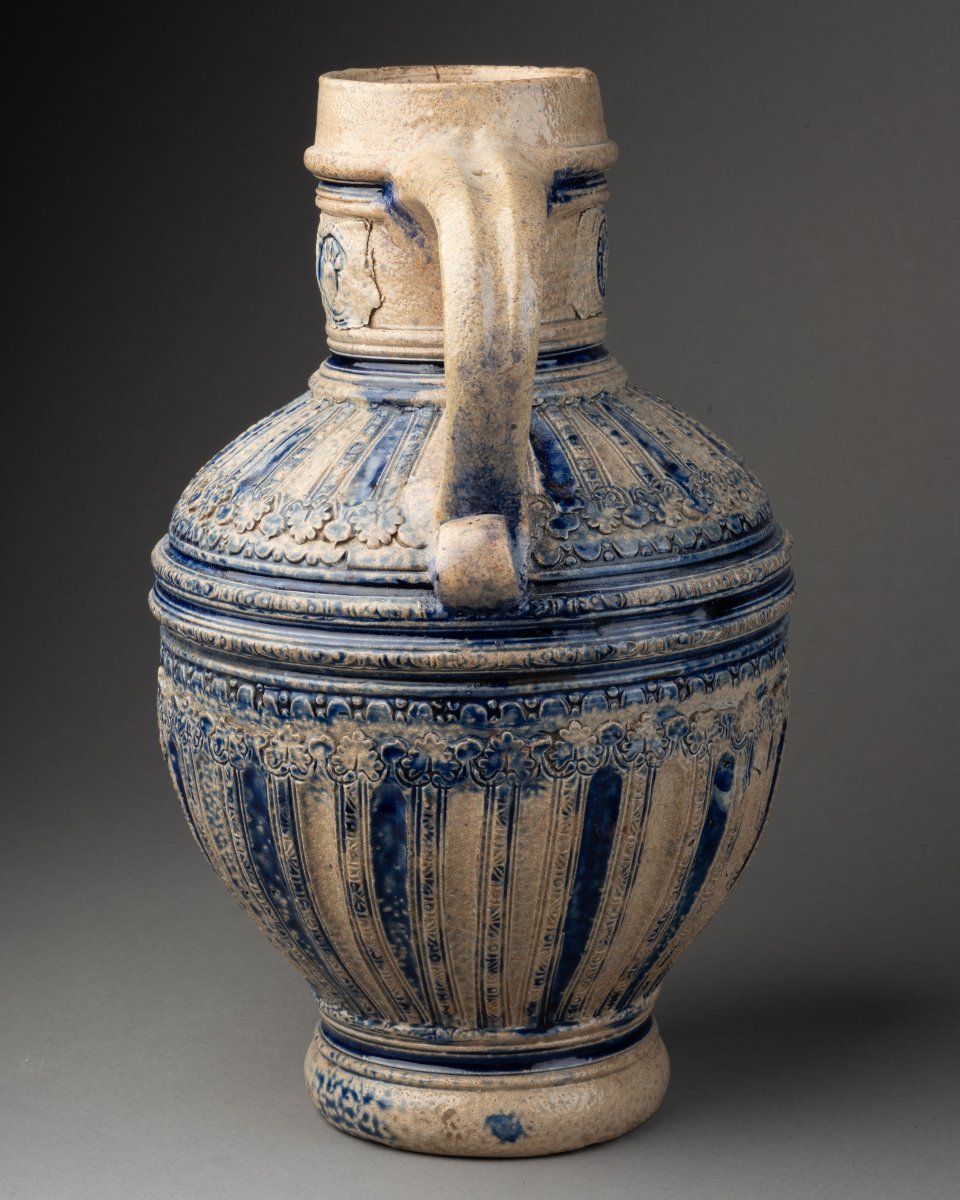 Large Glazed Stoneware Pitcher Or Jug, 17th Century-photo-2