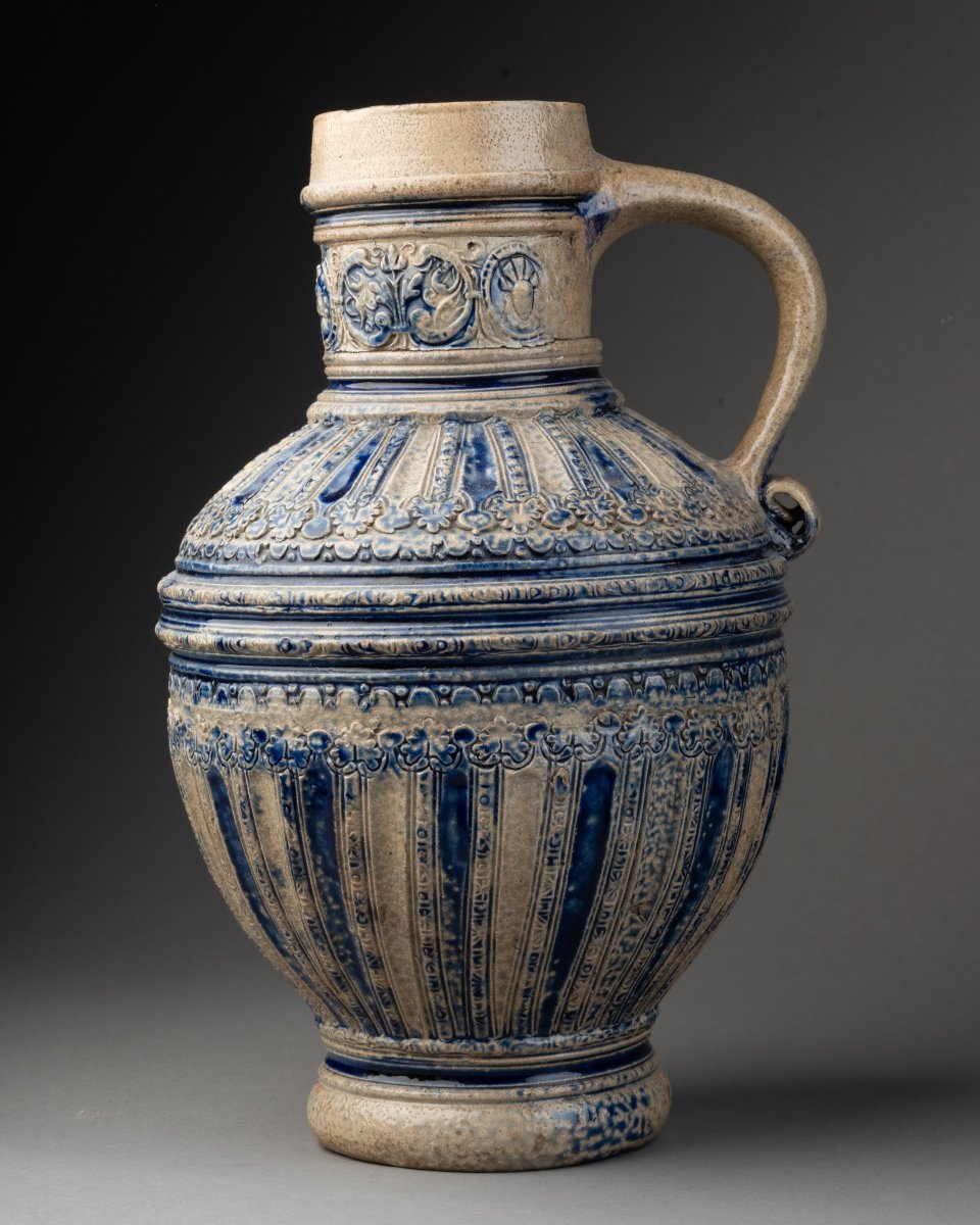 Large Glazed Stoneware Pitcher Or Jug, 17th Century