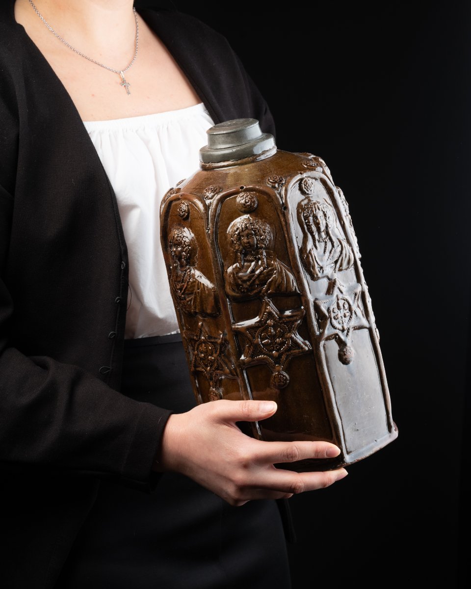 Large Stoneware Bottle – Germany, Creussen, 17th Century-photo-4