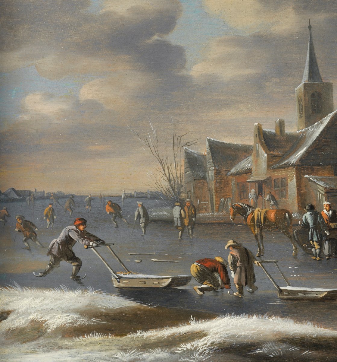 Les plaisirs de la glace – attribué à Klaes Molenaer (c. 1630 - 1676) -photo-4