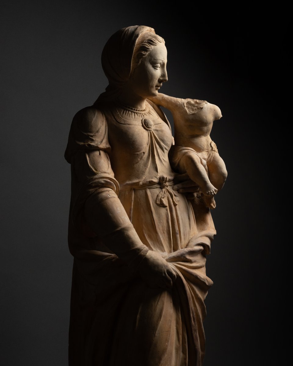 Virgin And Child, Terracotta, Le Mans Workshop, Circa 1580-photo-2