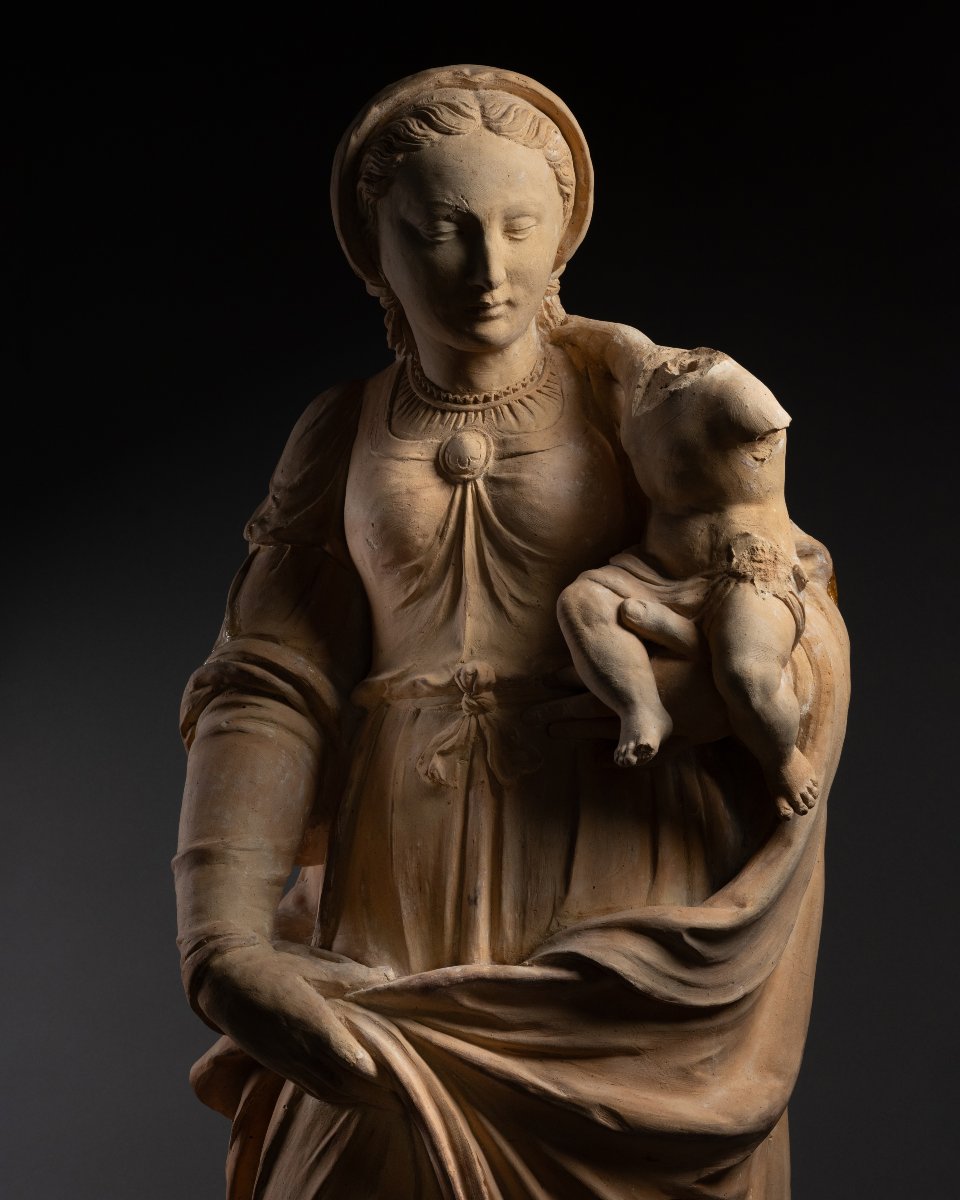 Virgin And Child, Terracotta, Le Mans Workshop, Circa 1580-photo-4