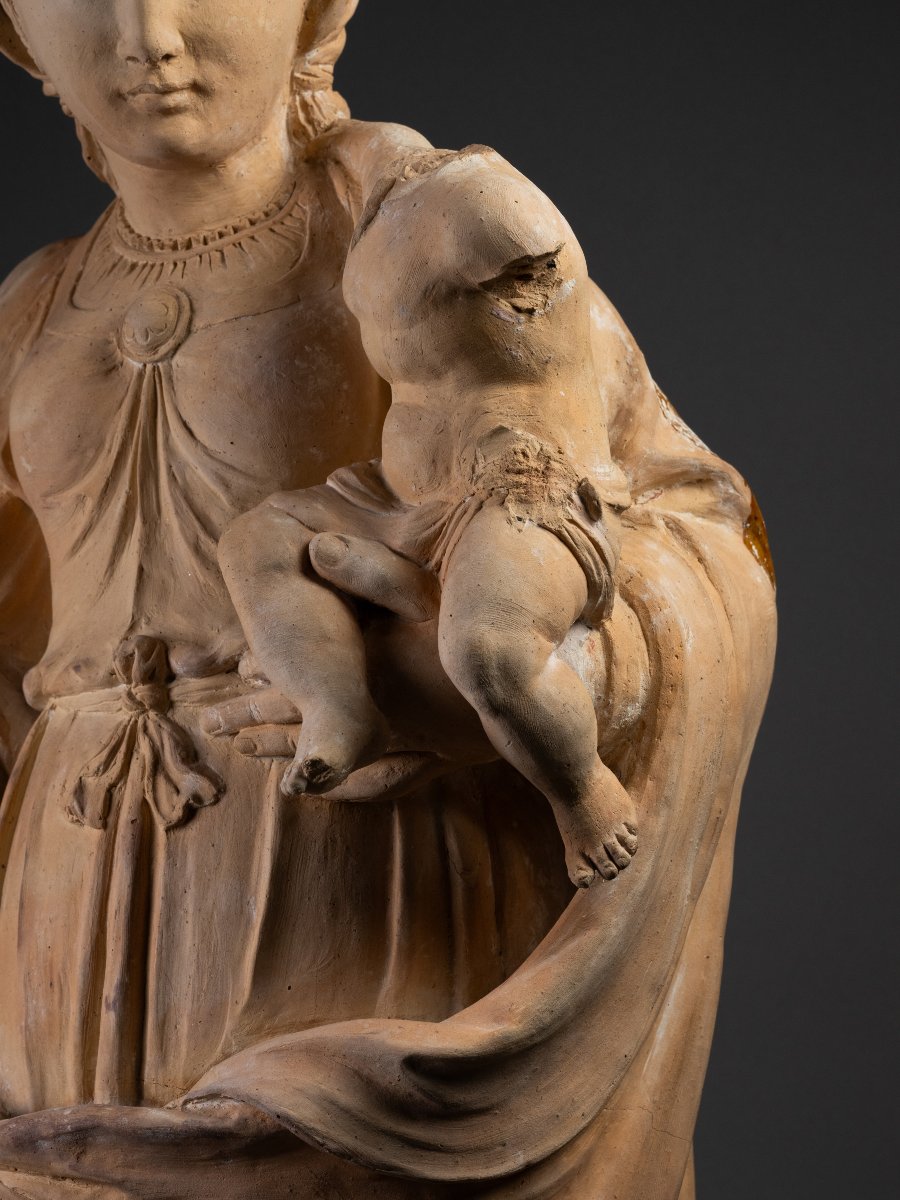 Virgin And Child, Terracotta, Le Mans Workshop, Circa 1580-photo-5