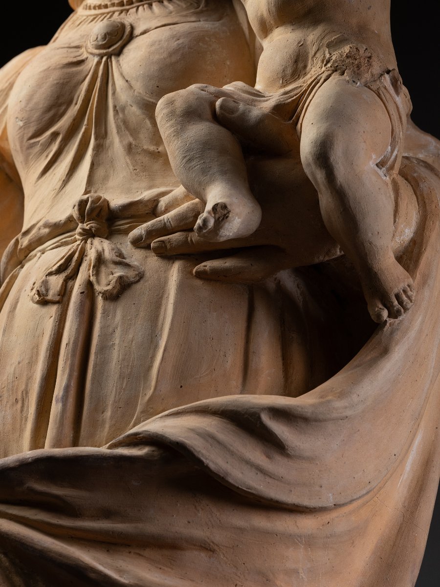 Virgin And Child, Terracotta, Le Mans Workshop, Circa 1580-photo-6