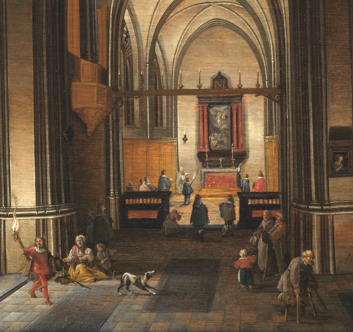 Intérieur d’église nocturne animé – Gerrit de Bucq (1576 – 1638)-photo-3