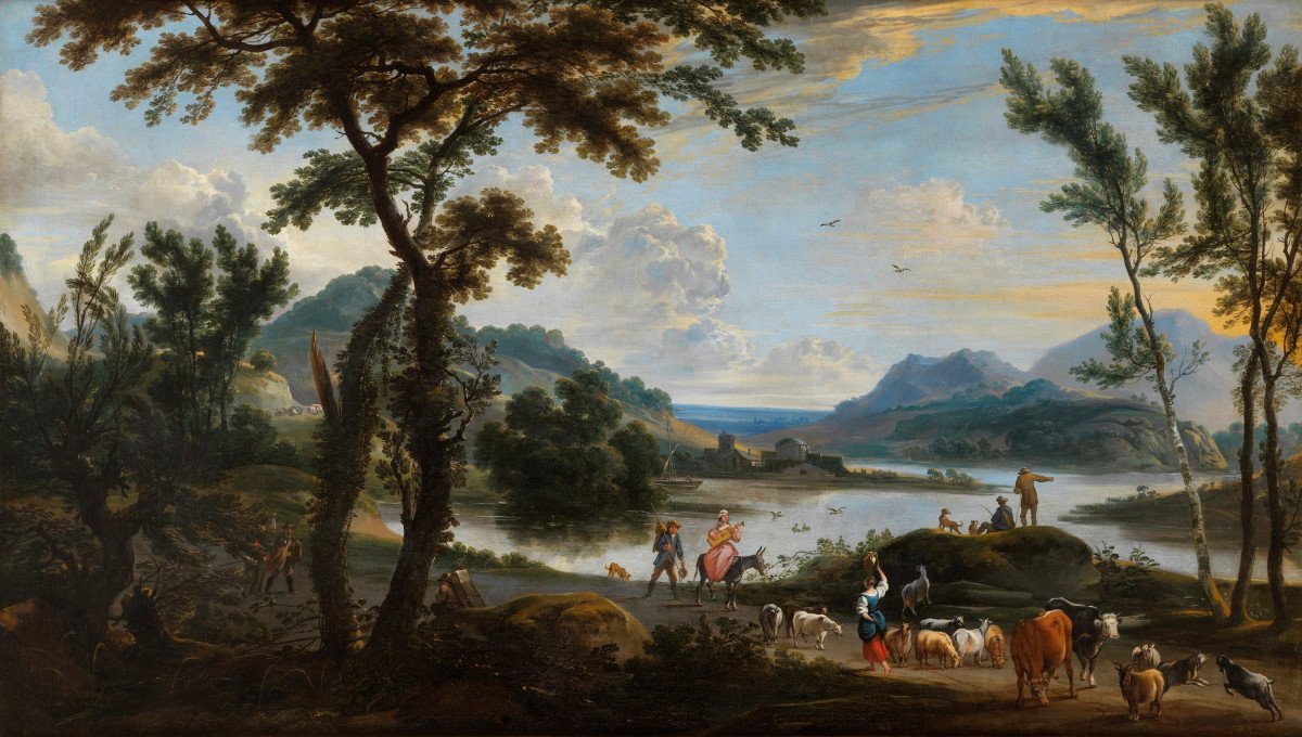 Paysage Italien – Attribué à Andrea Locatelli (1695 – 1741)-photo-2
