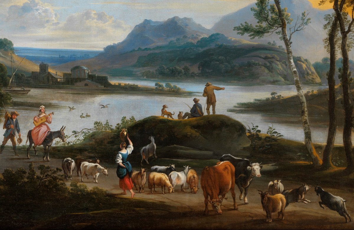 Paysage Italien – Attribué à Andrea Locatelli (1695 – 1741)-photo-3