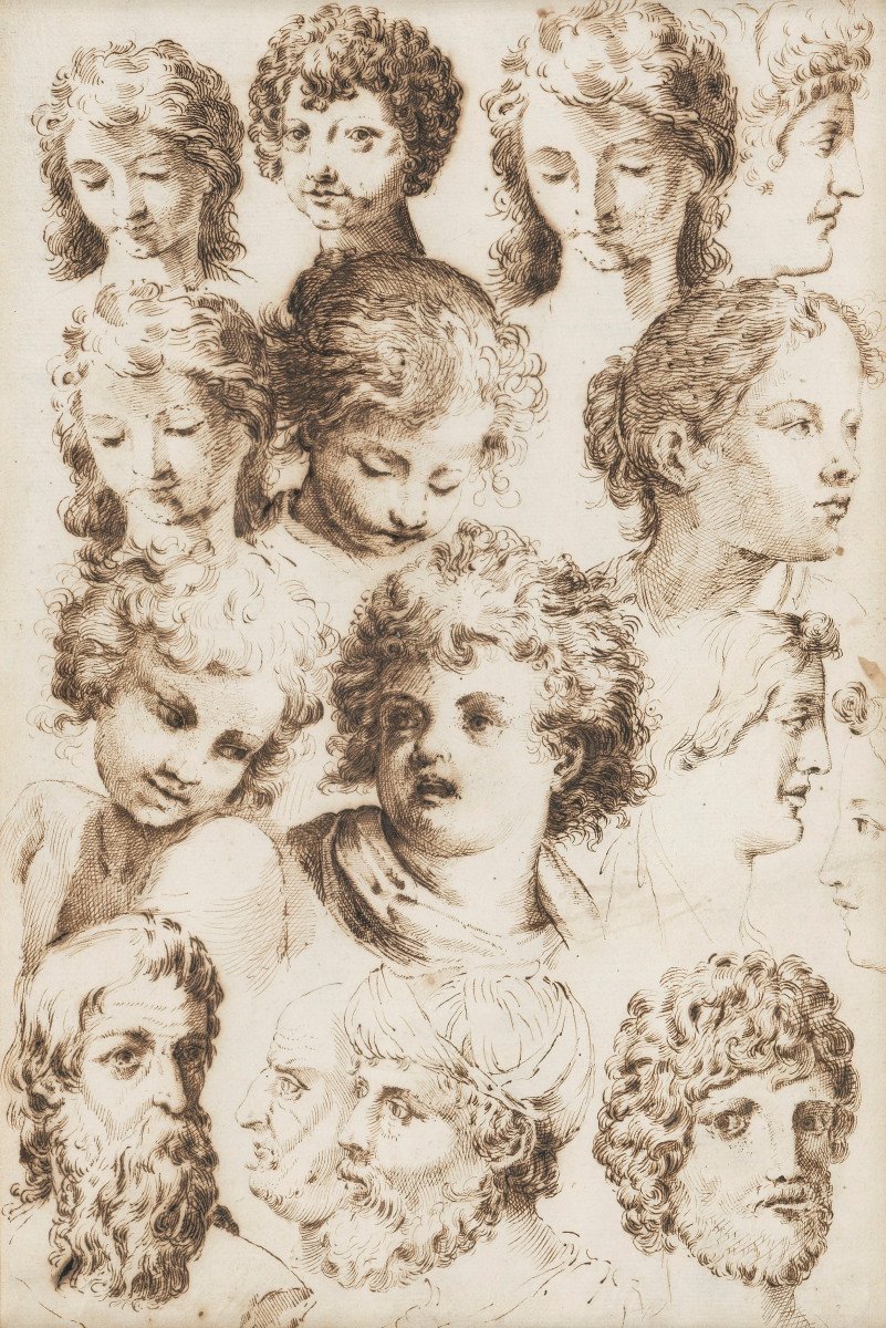 Study Of Heads - Giovanni Luigi Valesio (1583 - 1633)-photo-2