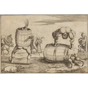 Scène satirique, attribuée à Giuseppe Maria Mitelli (Bologne, 1634–1718)