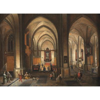 Lively Church Interior In The Night - Gerrit De Bucq (1576 - 1638)