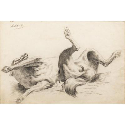 Dog Rolling On Its Back - Entourage Alexandre-françois Desportes.